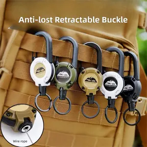 Heavy-Duty Retractable Badge Holder with Carabiner – Steel Wire Keychain Reel for ID Cards, Keys, and Tools, 23-Inch Extendable Cord with Quick-Release Buckle for Work, Camping & EDC Gear