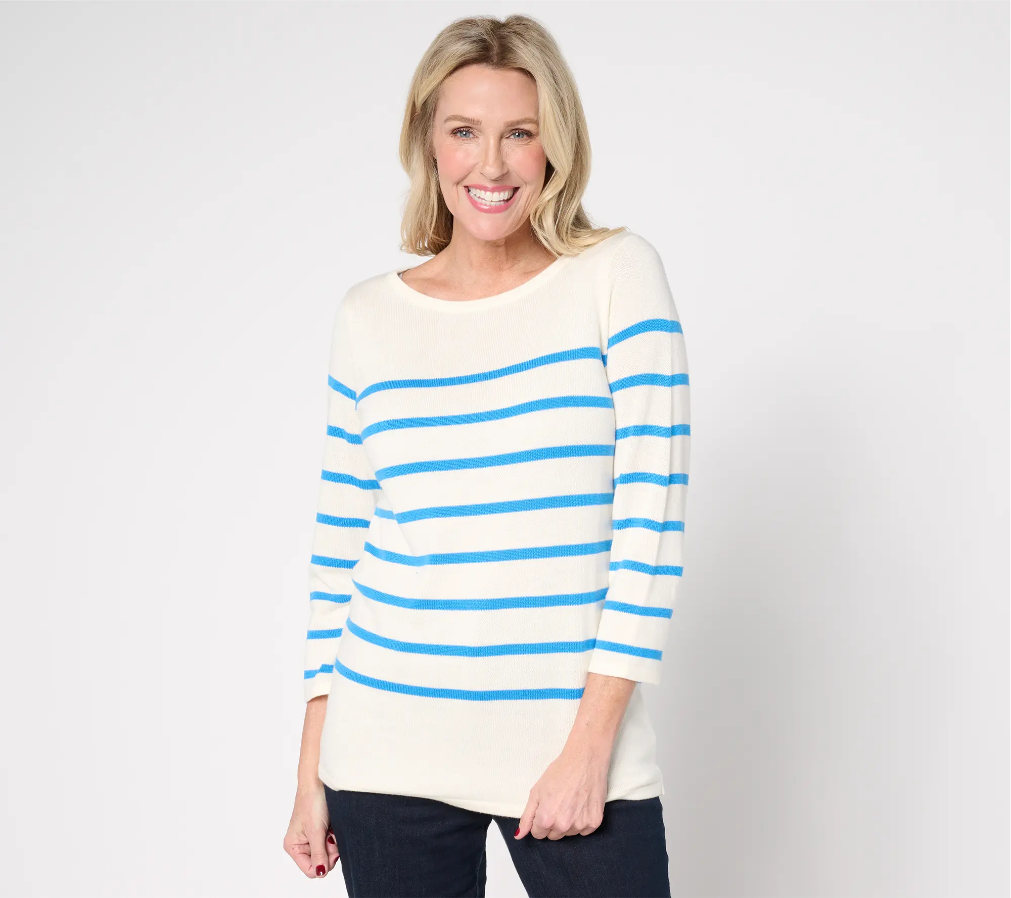 Martha Stewart Signature Striped 3/4-Sleeve Sweater