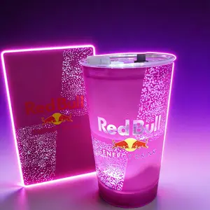 Red Bull Creative Bar Party Glowing LED 14oz Cup with Free Straw Lid & Unique Benefits Simple to Clean Lights up when water is added