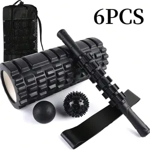 6 Pieces Foam Roller Set Deep Tissue Muscle Massage Roller Full Body Massage Roller Massage Ball Stretching Belt