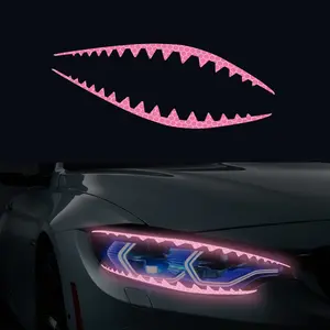 Shark Eyeliner Car Headlight Decals, Reflective Vinyl Sticker, Sawtooth Shape, Self-Adhesive, Bumper Stickers for Vehicles, Vehicle Exterior Decoration, Sticker For Cars, Automobile Decals