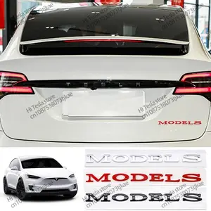 1pc Chrome Red Black 3D ABS Logo Emblem Letters Nameplate Car Rear Trunk Badge Decal for Tesla Model 3 X Y S Auto Acessories
