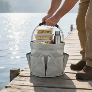 1pc Portable Outdoor Storage Basket, Foldable Handheld Organizer Bag, Creative Multi-Functional Shopping Basket, Home Use Storage Solution