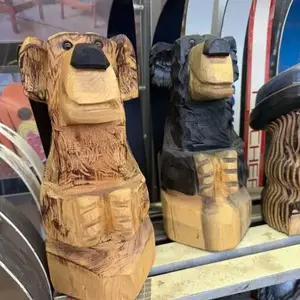 Medium Carved Wooden Bears