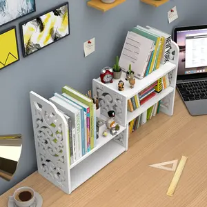 Student Bookshelf Desktop Organizer, Children's Desk Mobile Bookend, Retractable Multi-layer Book Storage Rack for Office