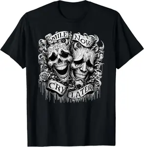 Smile Now CRY Later Clown Chicano Art Shirt Gothic Cholo T-Shirt Cotton Material Perfect for Summer Casual Wear