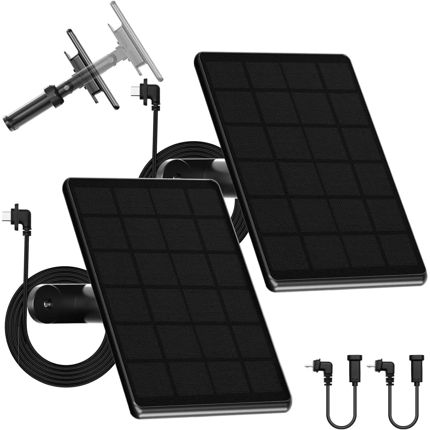 6W Solar Panel Charger 2-Pack for Blink Outdoor Camera, 360° Adjustable Mount, Waterproof Rubber Plug, 10Ft Outdoor Power Cable, Solar & Wind Power Charge Controllers & Accessories with Battery Compatibility, Charger Charge Controllers & Accessories Solar