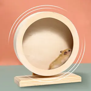 Wooden Hamster Running Wheel, Silent Spinning Exercising Wheel, Flat Hamster Wheel, Pet Supplies for Small Animals like Hamsters, Gerbils, Mice