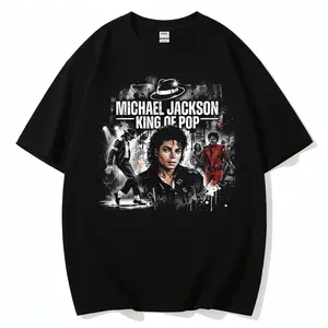 Michael Jackson King Of Pop Halftone Graphic T-Shirt Design Suitable For Black Apparel