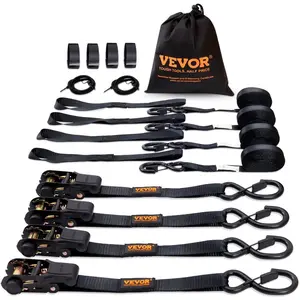 VEVOR Retractable Ratchet Straps, 2 inx 10 ft, Tie Down Straps with S Hooks, 3033 lbs Break Strength, 2 Soft Loops, Tie Down Ratcheting for Moving, Trailers, Motorcycles, Kayaks, Car Roof, 2 Pack
