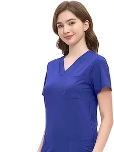 Top and Pants Scrubs for Women and Men set 4 Way Stretch V-Neck Top&Pant with Pockets Yoga Cool Jogger Scrub Set Workwear