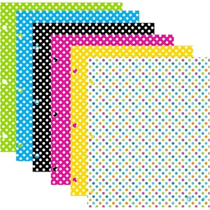 2 Pocket Paper Folder, Letter Size Document Organizer for School, Office, Business Use, Polka Dot Design Portfolio Folder for Homework, Reports & Forms, Assorted Colors, 6-Pack