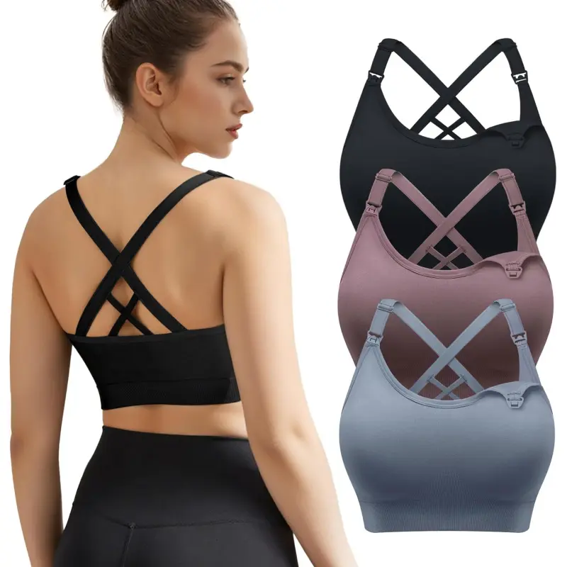 3-Pack Women's Plain Maternity Solid Bra, Seamless Wireless and Breathable Underwear for Comfortable Everyday & Nursing Support, Easy To Care For, Cottagecore, Flattering, Basic, Casual, Flattering Fit, Gifting, Minimalist, Solid Colors, Chic