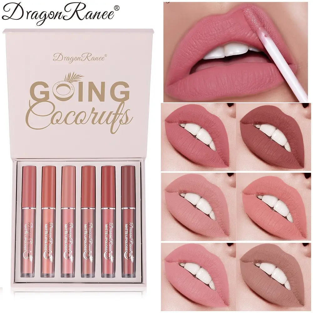 6-Piece Matte Lip Gloss Set, Long-Lasting Waterproof Shimmer Mirror Finish, Hydrating Velvet Foggy Lips, Non-Fading Lip Gloss, Makeup, Moisturizing, Lipgloss