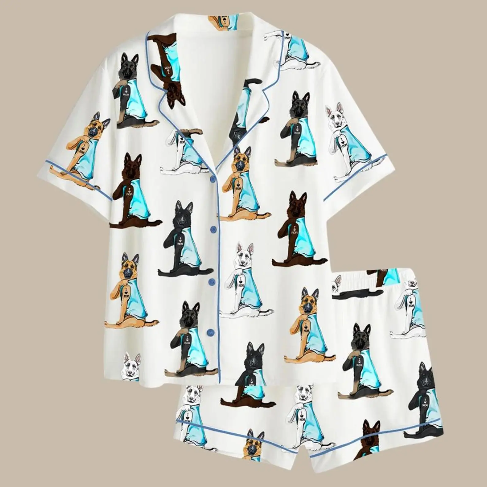 German Shepherd Pajama Set: Women's Satin Dog Mom Sleepwear