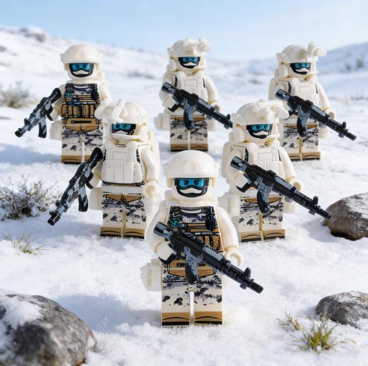 6 PCS Compatible Building Blocks Military Set - Snow Leopard Commando Minifigures, Special Forces Army Men, Small STEM Toy for Kids, Action Figures Gift for Boys