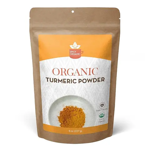 SPICY ORGANIC Turmeric Root Powder – 8 oz. – High Curcumin, Non-GMO Turmeric Spice for Cooking, Skin Care, Golden Milk, and Joint Health Support - Available in Bulk Pack Flavor Natural