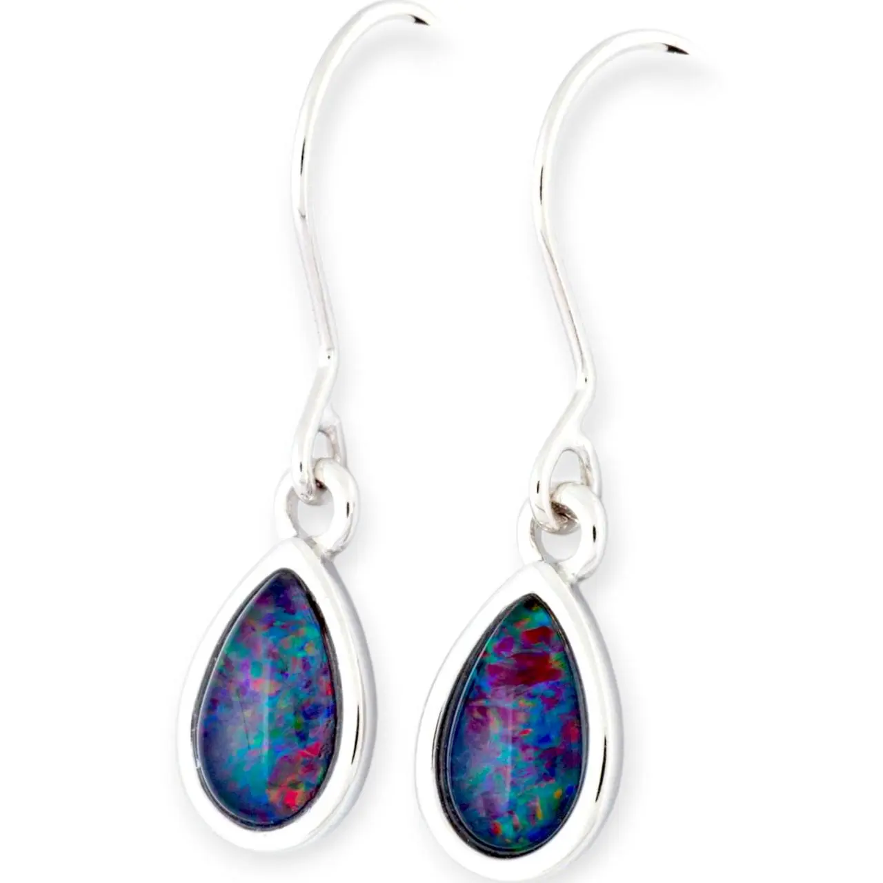 Summer Drop Sterling Silver Opal Earrings