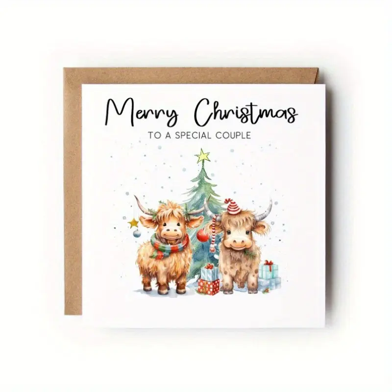 1pcChristmas Card for Couple, Highland Cow, Cows, Christmas Cows, Couple Christmas Card, Special Couple Card, Christmas Card