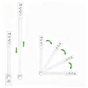 surge protector Outlet Extender Outlet electrical  Mountable Multi Plug Wall Outlet, with USB-A  USB-C & 2 AC, Extendable 17-27" Rotatable 180°  Surge Protector Power Strip,UL-certified power  cord,ideal for behind furniture in home/office