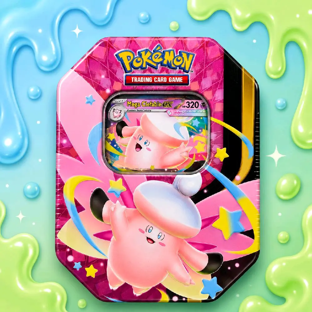 Mega Clefable ex Moonlit Tin | 4 Pokémon Packs + Promo Card