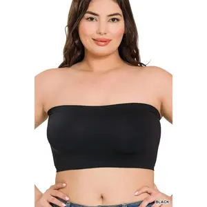 Womens PLUS SEAMLESS 8 INCH BANDEAU in Black