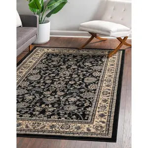 Black Kashan Design Rug