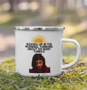 Gia Giudice RHONJ Merch Waking Up in the Morning Enamel Mug - Real Housewives of New Jersey Gift - Real Housewives Merch
