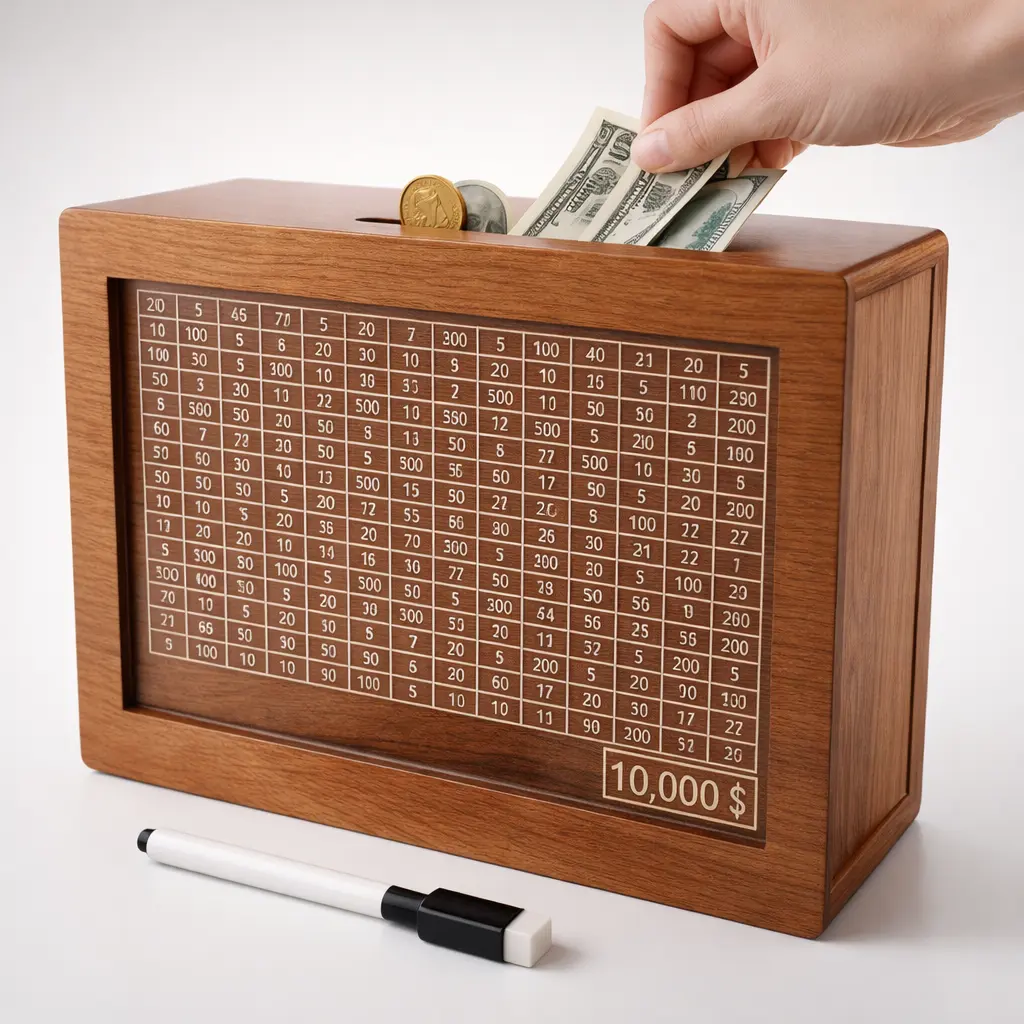 TikTok Viral Father's Day Sale Piggy Bank Wooden Kids' Cash Savings Box,Piggy Bank for Kids & Adults,10000 Savings Challenge Box,Coin Bank Toys Gift for 3-12 Year Old Boys & Girls (10000 Dollar)