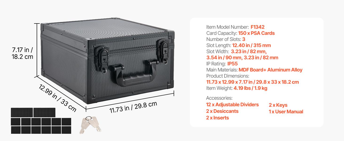 VEVOR Graded Storage Case - 3-Row 150 PSA Slab Box with Secure Lock, 12 Dividers & Key, Baseball Sports Holder for 100 SGC 80 BGS 500 Top Loaders & 999+ Loose Items#BacktoSchool, Sports Cards VEVOR Graded Storage Case - 3-Row 150 PSA Slab Box with Secure Lock, 12 Dividers & Key, Baseball Sports Holder for 100 SGC 80 BGS 500 Top Loaders & 999+ Loose Items#BacktoSchool, Sports Cards