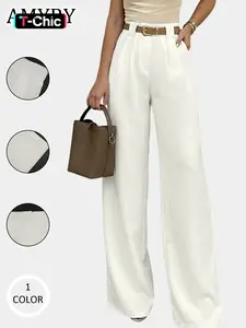 Women's High Waist Loose-Fitting Denim Jeans, Straight-Leg Casual Long Trousers, Bottom Pants for Spring & Summer, Comfortable Stylish Design