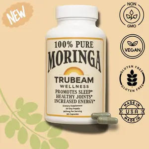 TruBeam Moringa Vital Greens Capsules - 100% Pure Natural Organic Supplement for Energy & Wellness - Plant Based, Non-GMO, Gluten Free, Vegan - Made in USA
