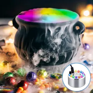Mini Halloween Fog Machine, Ultrasonic Mist Maker Fogger with Waterproof Frame 12 LED colors For Halloween Decoration, Water Fountain, Pond Fogger