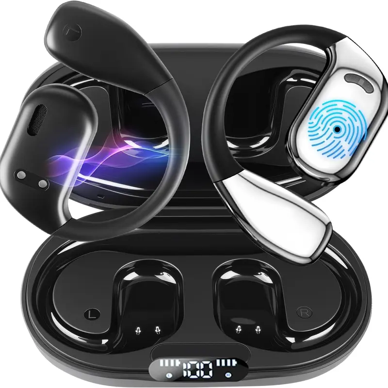 True Wireless Stereo Headset - Open-Back Design, Touch Control, USB-C Charging, Long-Lasting Battery, Noise Isolation Solutions, Ideal for Gaming, Calls, Work From Home, Podcast Life, Compatible with iOS/Android, Sleek Durable Productivity Tools, Great Fo