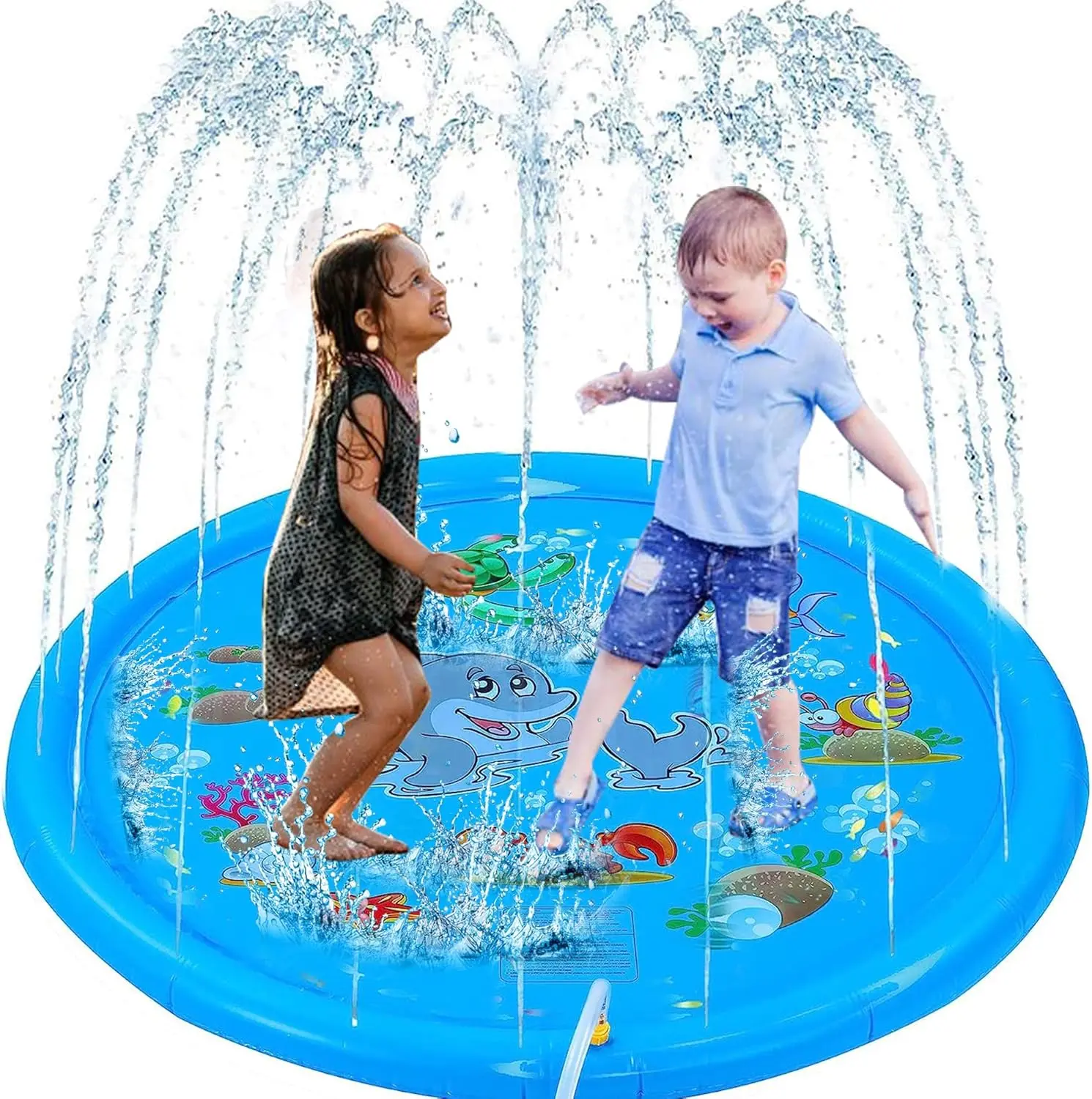 3-in-1 Unisex Kids Inflatable Sprinkler Pad - Kiddie Pool, Splash Mat, Outdoor Water Play Toy, Gift for 1-10 Year Old Boys & Girls, Fun Water Playset, Adjustable Spray, Kids Toys, Splash Pad, Pvc, Water Fun