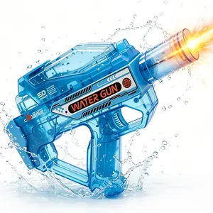 Multi scene application electric water play blaster featuring high pressure shooting LED light and lifelike recoil feeling, perfect for beach swimming pool backyard party family interaction all summer season,Summervibes