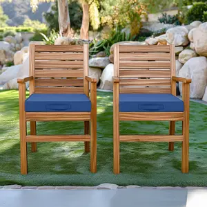 Aimi U Square Dining Chair Cushion (with Straps) Indoor/Outdoor Dual-Use Lightweight and Portable Suitable for Outdoor Wicker Chairs, Wooden Chairs All-Season Use Foam Memory Foam Blue Sofa Cushion.