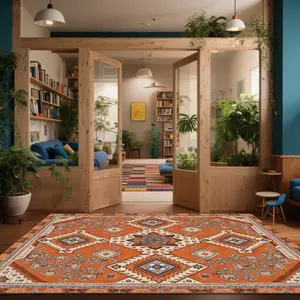 Luxury Vintage Patterned Velvet Carpet, Soft Comfortable Home Decor Rug, Living Room Sofa Mat, Bedroom Bedside Rug, Multi-Scene Use,merry Christmas、let it snow, Vintage Boho Rug