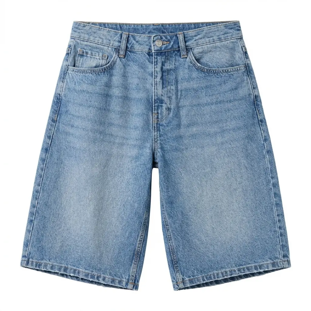Men's Loose-Fit Wide Leg Light Wash Jean Shorts, Baggy Jorts with Knee-Length Cropped Hem, Comfortable Breathable Durable Menswear for Young Urban Street Wear Enthusiasts, Ideal for Summer (Mens Clothing)