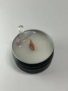 Mini Luxe Tin | 1 oz - Scent No. 4 | Nutmeg Noir | Black | Clear Quartz + Rose Quartz + Blue Lace Agate