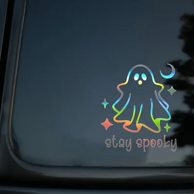 Don't Be Afraid of Ghost Vinyl Stickers, Self-adhesive, Semi Matte Halloween Stickers, Car Decorative Sticker, Car Decals, Car Decorations, Laptops, Water Bottles, Disposable, Irregular Shape
