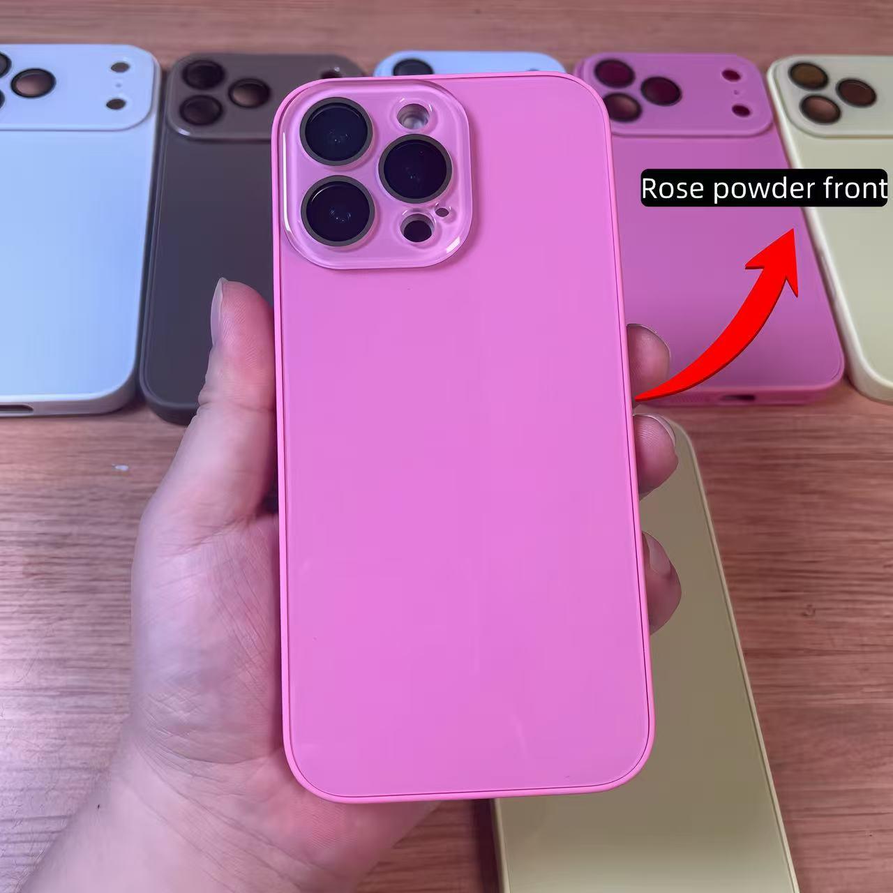 Luxury crystal texture mobile phone case, skin-feeling solid color mobile phone case suitable for iPhone17/16/15/14/13promax series, solid color mobile phone protective cover