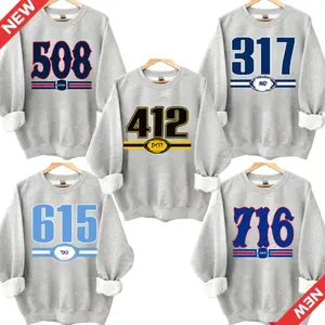 Vintage Area Code Football All Team Sport Grey Crewneck Sweatshirt, Retro 90s Graphic Style All Teams Football Shirt, Gift Fan Sport Menswear, Custom Team  OI