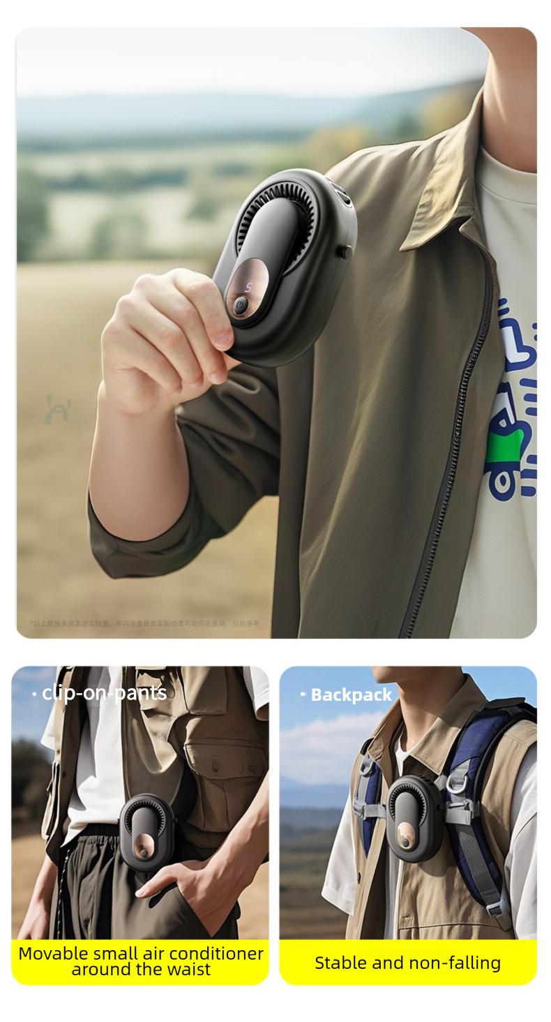HOOYS Portable Leafless Fan, 5 Speed Mini Waist Fan, USB Rechargeable, Quiet Cooling for Travel, Outdoor & Commute, Phone Cooler