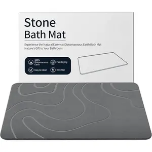 Stone Bath Mat Diatomaceous Earth Non-Slip Shower Mat Quick Drying Absorbent 23.5 x 15 Sandstone Elegant Modern Design Easy Clean