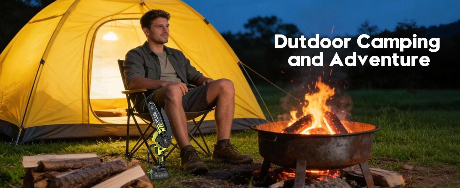 SEESE Brushless Mini ChainSaw Oil System- Portable Electric Cordless Saw for Wood Cutting, Batteries (2000mAh) ,Pruning, Gardening, Camping - Suitable for Seniors, Women Holiday gifts