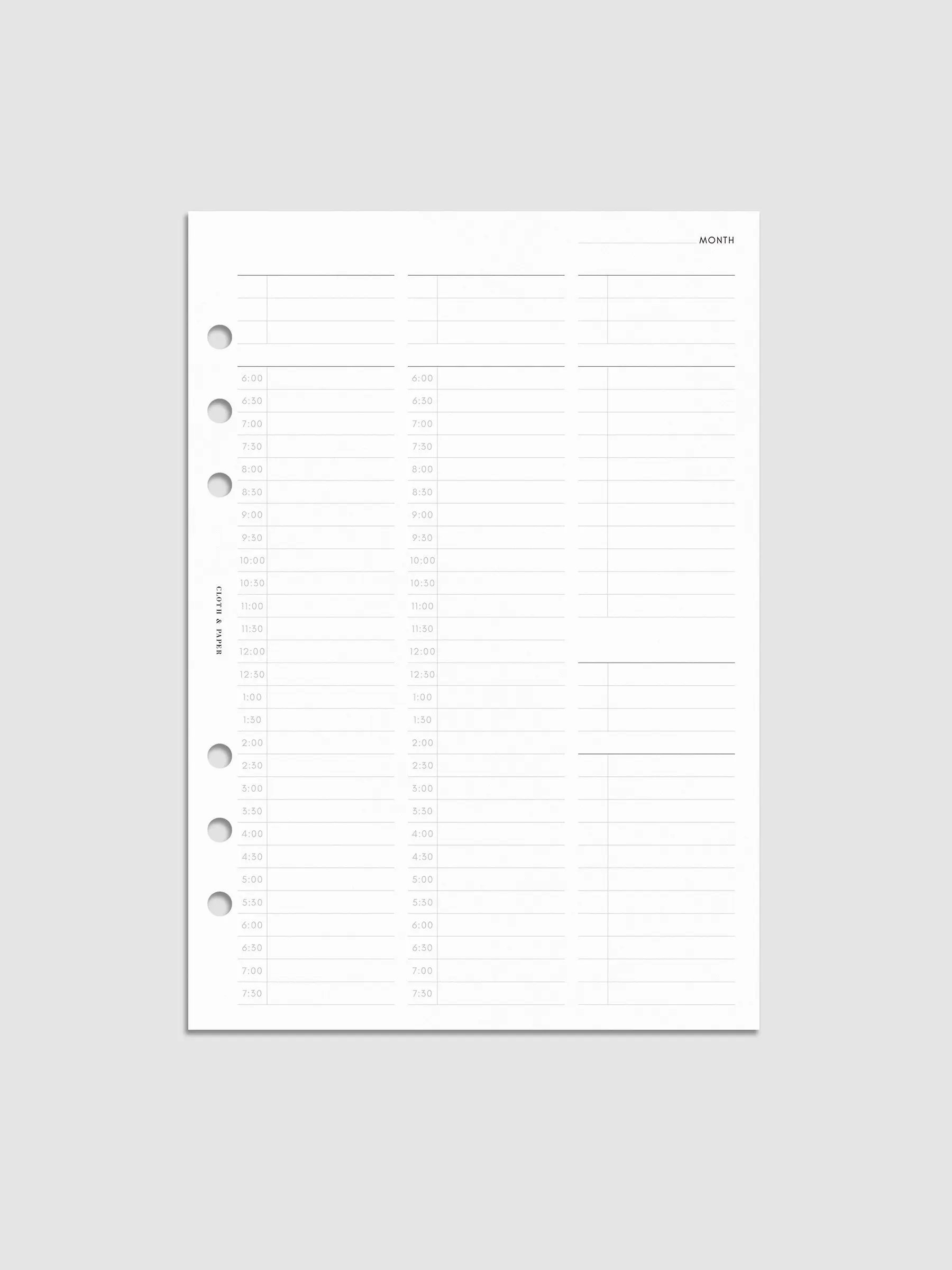 30 Minute Time Block Planner Inserts