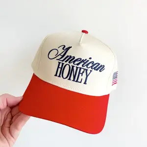 American Honey Vintage Trucker Hat – Retro Two-Tone Snapback Cap, Cute Country Western Baseball Hat for Women Men, Adjustable Summer Casual Hat