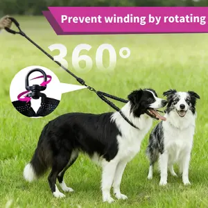 【Furlyn】Dual Dog Leash - 360° Swivel No Tangle Walking Leash with Shock Absorbing Bungee for Two Dogs Large 25-150 lbs duoleash tangle free leash bungeeleash easy harness cuban link collar car interior accessory restraint adjustable safety