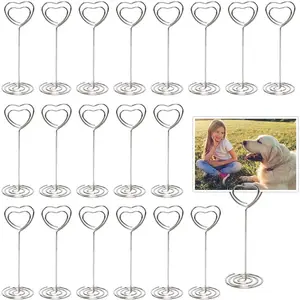 25 Pack Heart Shape Silver Table Number Card Holders Photo Number Stands Menu Paper Card Clips for Wedding Party Office Restaurant